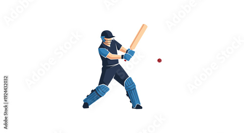 Cricket Player Swinging Bat