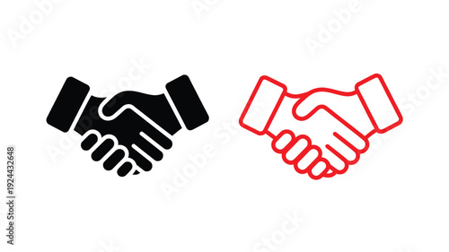 handshake vector icon, black and white, thin line style, agreement, partnership, deal symbol, corporate illustration, vector collection.