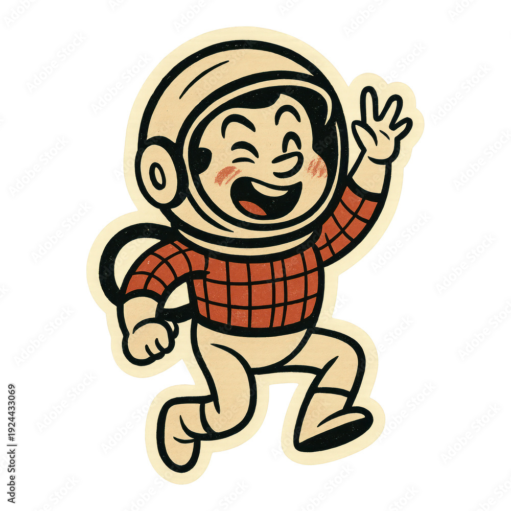 Obraz premium PNG Retro astronaut cartoon illustration