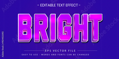 Bright Text Effect with Purple and Pink Glossy Style