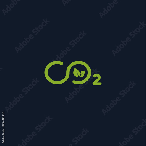Carbon dioxide CO2 logo icon flat vector design