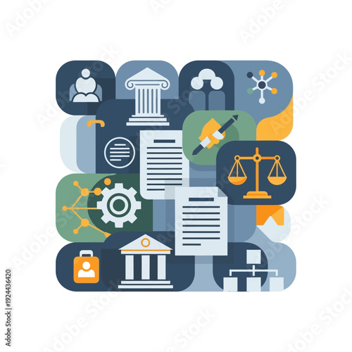Justice Law Legal System Icons Set.