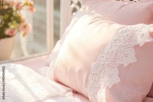 pink bed in bedroom
