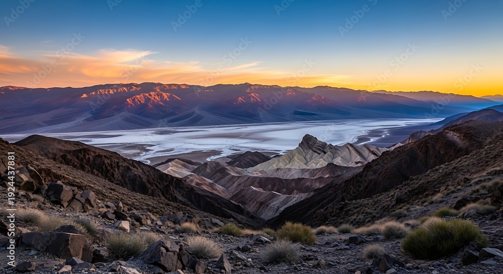 Obraz premium Death Valleys Zabriskie Point at Sunrise - A Desert Landscape.