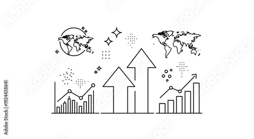 Abstract illustration of financial growth global network and data analysis