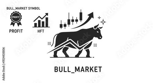 Bull market concept rising stock prices and economic growth illustration