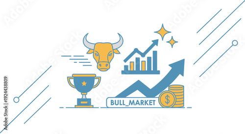 Bull market illustration financial growth and investment success concept