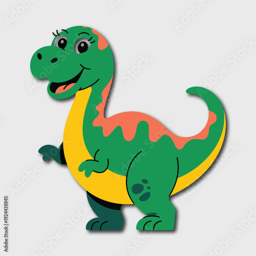 A friendly vector illustration of a dinosaur cartoon clipart.