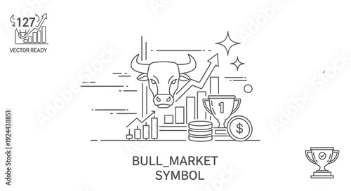 Bull market symbol illustration showing financial growth and success concept