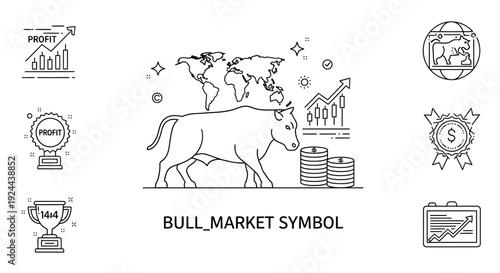 Bull market symbol vector illustration financial growth and investment concept