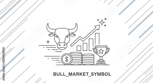Bull market symbol vector illustration with financial growth and success