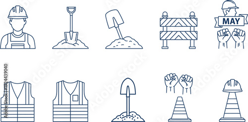 Labor day celebration and workers rights movement illustrations