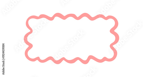 Groovy rectangle border outline forms a wavy frame in retro y2k style. Squiggle line edge creates an abstract box, with graphic shape for playful background in modern trendy, creative settings.