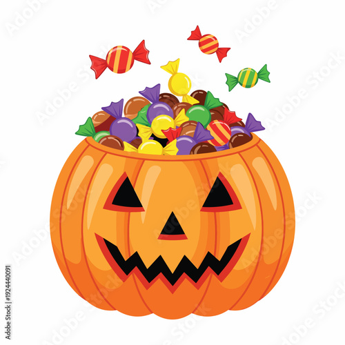 Halloween candy in jack o lantern.