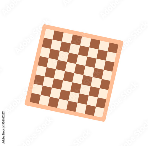 Flat chessboard design with black and white checkerboard pattern. A versatile board for chess and checkers, promoting strategy skill. Ideal for table games, boardgame concepts, graphic visuals with a
