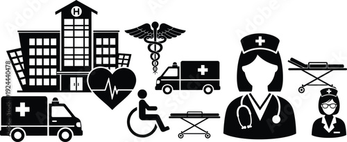Medical and healthcare services icon set