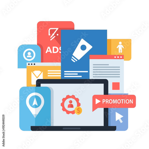 Promotion marketing on a laptop screen.