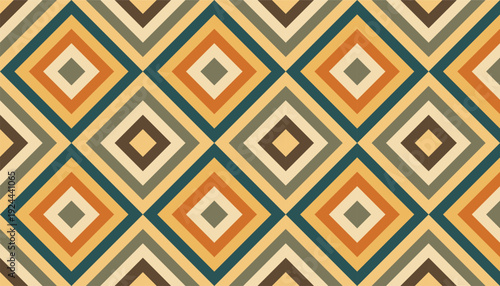 Modern mid-century geometric design, repeatable diamond tile pattern for interior decor and branding