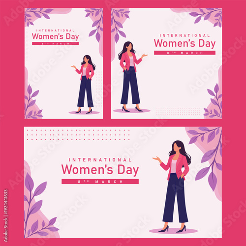International Women’s Day Social Media Banner Set for Corporate Branding and Event Promotion