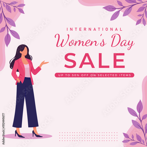 International Women’s Day Sale Poster Template for Retail Marketing and Social Media Campaign