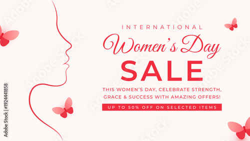 International Women’s Day Sale Banner Template for Social Media Marketing and Retail Promotion