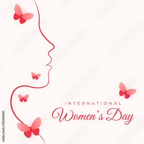 International Women’s Day Minimal Line Art Background for Greeting Card, Social Media Post and Marketing Banner