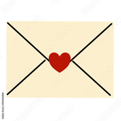 Heart Envelope in Flat Style for Love Message Theme