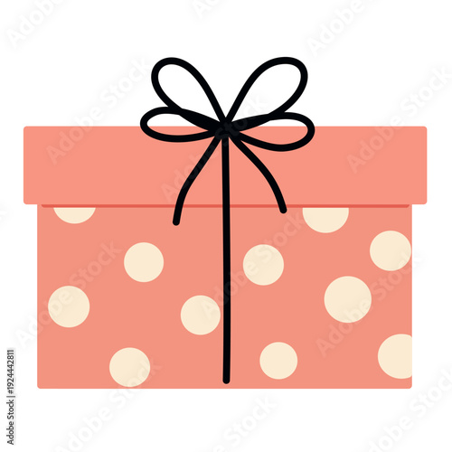 Polka Dot Gift Box in Flat Style for Valentine Theme