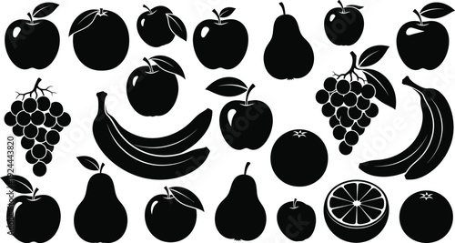 Assorted fresh fruit silhouettes