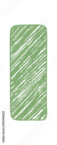 Organic crayon quote frame in rough diagonal sketch style. Green texture and rectangle shape add handmade organic feel. Background template for quote or text in crayon graphic.