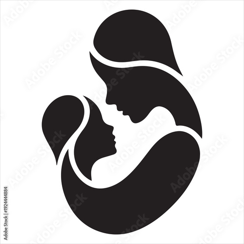 thin clean stroke mother and child outline