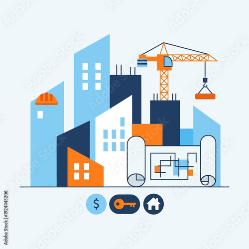 Construction site with a crane.