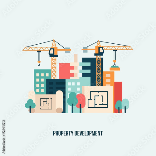 Cranes Building Construction Site Development.