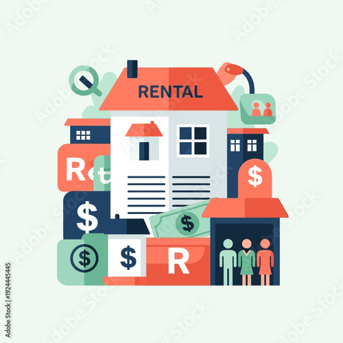 Rental House with People and Money.