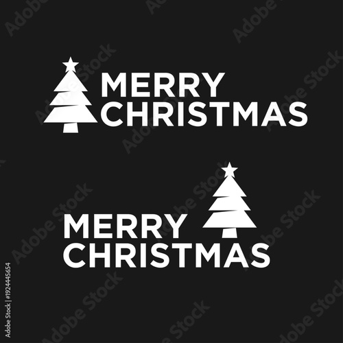 Merry Christmas Holiday Greeting with Christmas Tree Icon Design