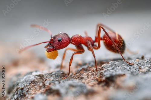 Ant Carries Food on Rough Surface While Searching for Nest During Daytime in Garden Generative AI