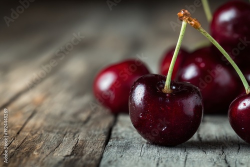 Cherries Resting on a Rustic Wooden Surface Ready for Summer Dishes or Fresh Eating During the Season With Friends and Family Generative AI