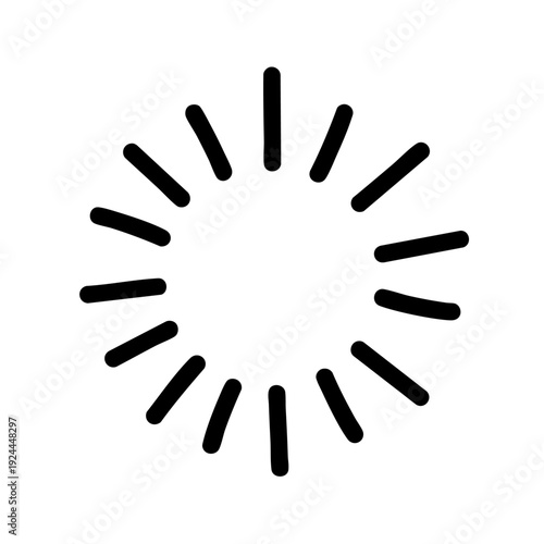 Simple black sunburst icon on white background.