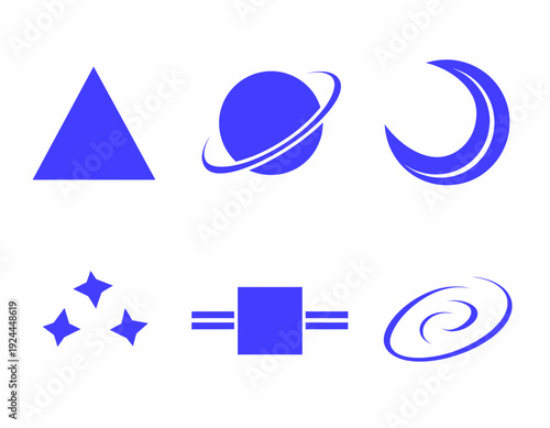 Cosmic and Geometric Icons A Set of Celestial and Abstract Shapes