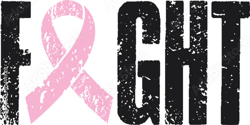 FIGHT typography vector design , Realistic pink ribbon. Symbol of world breast canser awareness month in october. Vector illustration.
s