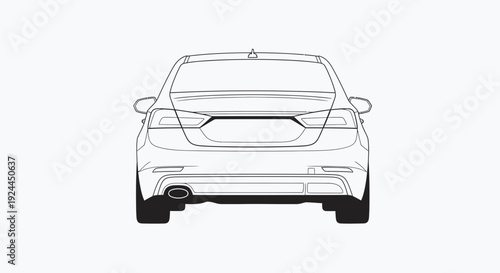 Clean automotive vector illustration rear view car design isolated white