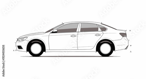 Clean vector illustration of a modern sedan car on a white background
