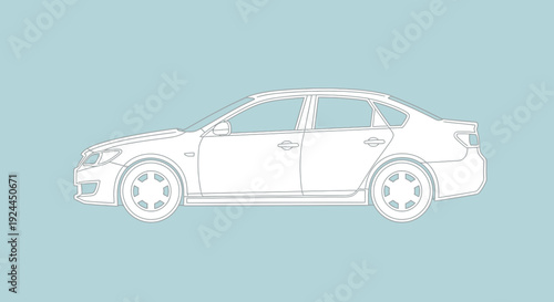 Clean vector illustration of a sedan automobile on a solid background