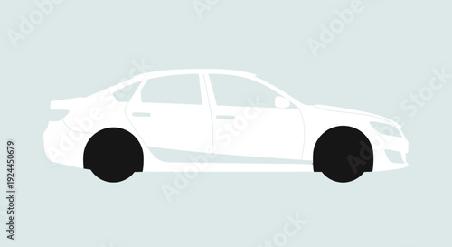 Clean vector illustration of a white sedan car against a light background