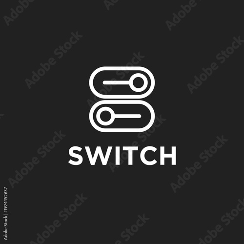 White Toggle Switch On Off Icons with "SWITCH" Text on Dark Background
