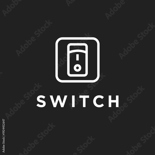 Minimalist Power Switch Icon, On/Off Toggle Button Graphic on Dark Background