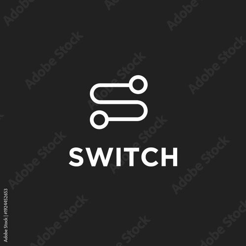 Minimalist Switch Logo with Abstract S Shape and Connection Points