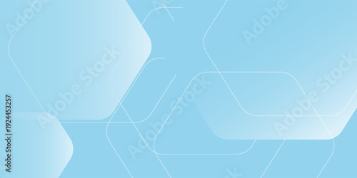 Abstract Light Blue Geometric Background with Translucent Overlapping Hexagon Shapes. vector illustration