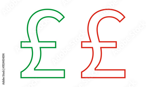 Hollow Green Red British Pound Icons