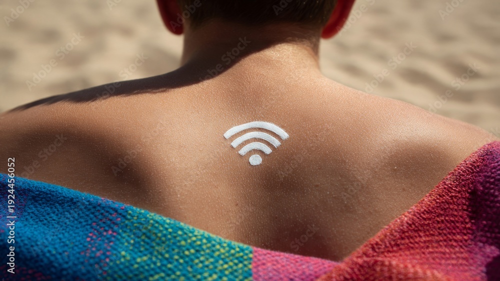Fototapeta premium Shoulder Displaying WiFi Symbol Tattoo: Wireless Connection Concept